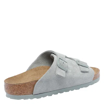 Birkenstock Double Buckle Suede Sandals With Open Round Toe In Gray