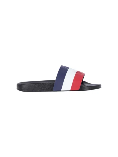 Moncler Basile Black Rubber Sliders In White