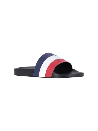 Moncler Basile Black Rubber Sliders In White