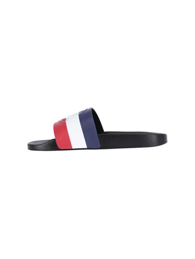 Moncler Basile Black Rubber Sliders In White