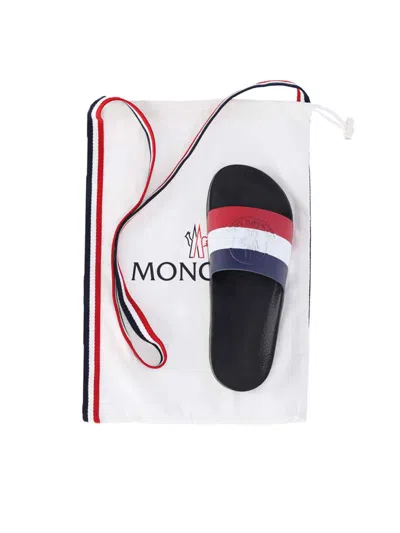 Moncler Basile Black Rubber Sliders In White