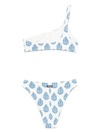 Mc2 Saint Barth Leaf-print Bikini Set In White