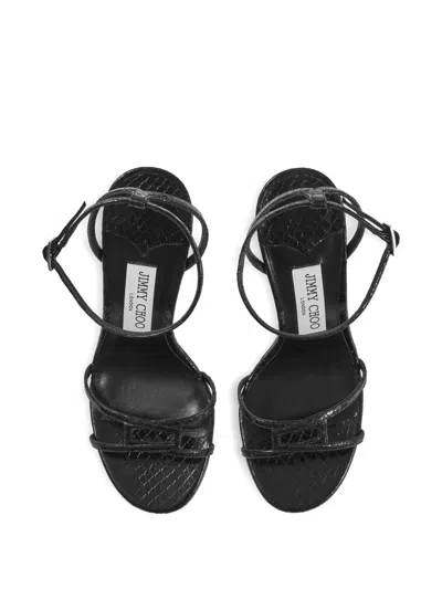 Jimmy Choo Strappy Leo 100 Stiletto Heel Sandals In Black