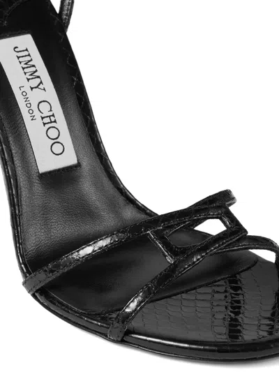 Jimmy Choo Strappy Leo 100 Stiletto Heel Sandals In Black