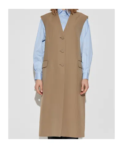 Officine Generale Sleeveless Coat In Brown