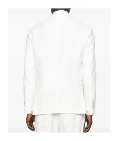 Eleventy Structured Single-breasted Jacket Notch Lapels In White