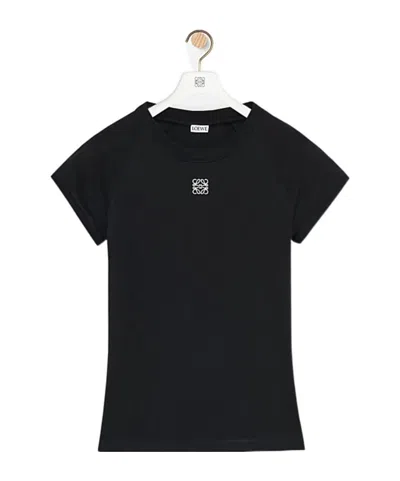Loewe Anagram Embroidered Cotton-blend Jersey T-shirt In Black