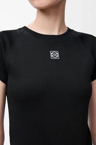 Loewe Anagram Embroidered Cotton-blend Jersey T-shirt In Black