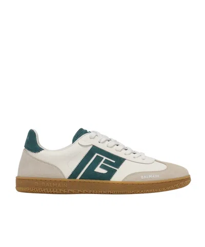 Balmain Swan Suede And Smooth Leather Trainers In Neutral