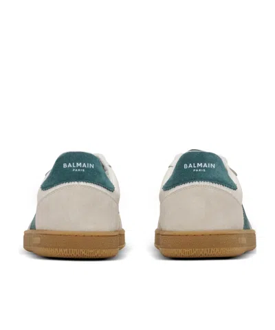 Balmain Swan Suede And Smooth Leather Trainers In Neutral