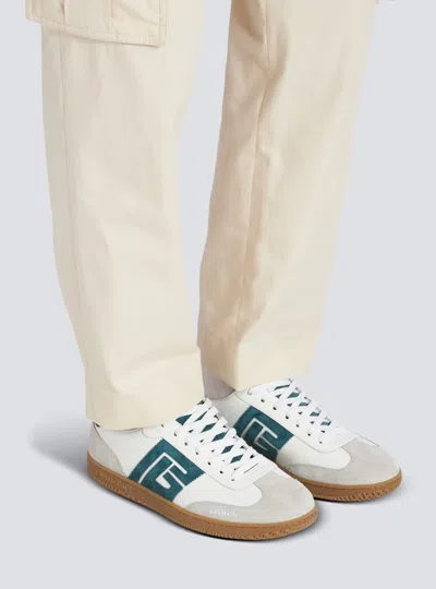 Balmain Swan Suede And Smooth Leather Trainers In Neutral