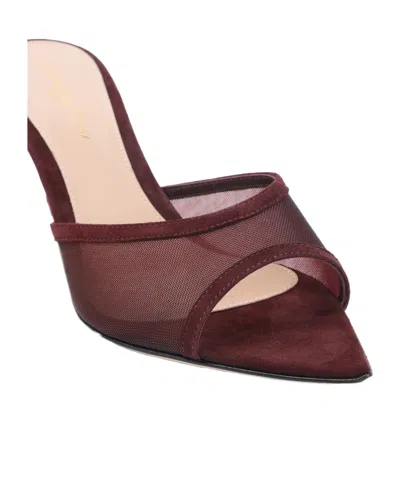 Gianvito Rossi Elle 70 Mesh Mules In Burgundy