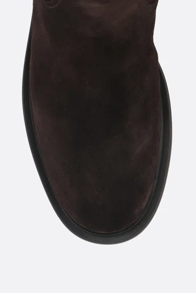 Gianvito Rossi Dark Brown Suede Ascott Boots In Black