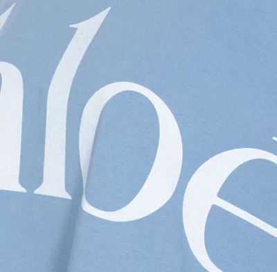 Chloé Cotton Jersey Logo Crop T-shirt In Blue
