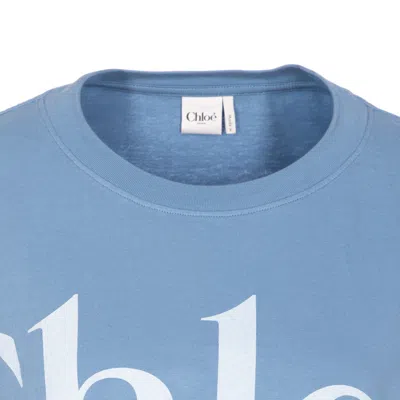 Chloé Cotton Jersey Logo Crop T-shirt In Blue