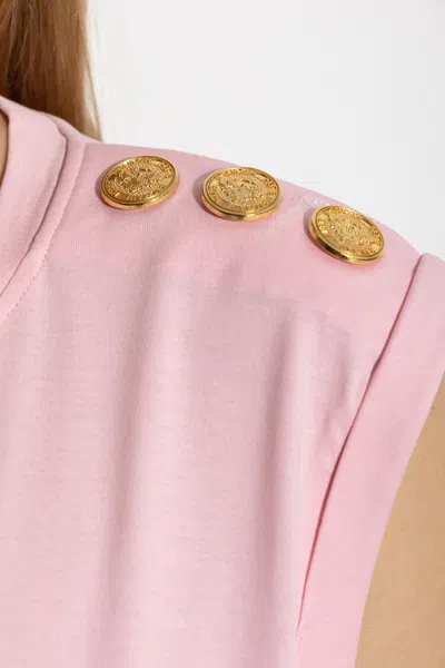 Balmain Logo Tee In Pink