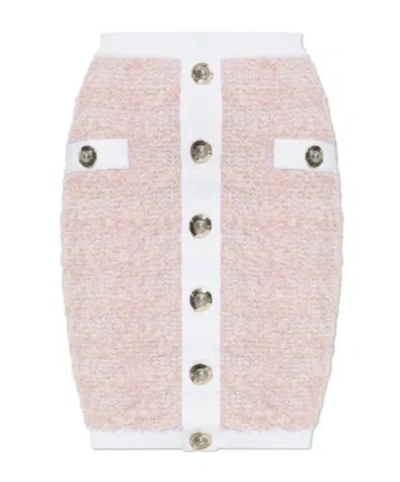Balmain Tweed Pencil Skirt In Pink