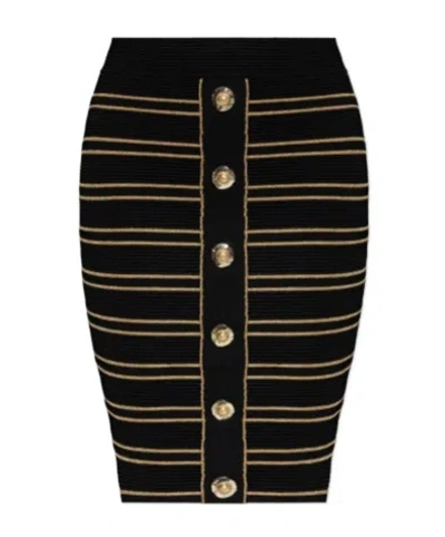 Balmain Striped Pencil Skirt With Lurex Thread