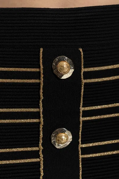 Balmain Striped Pencil Skirt With Lurex Thread