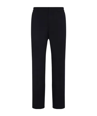 Paul Smith Elastic Waist Texturized Wool Pants In Black