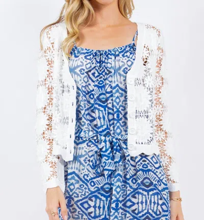 Paparazzi Crochet Floral Pattern Crop Cardigan In White In White