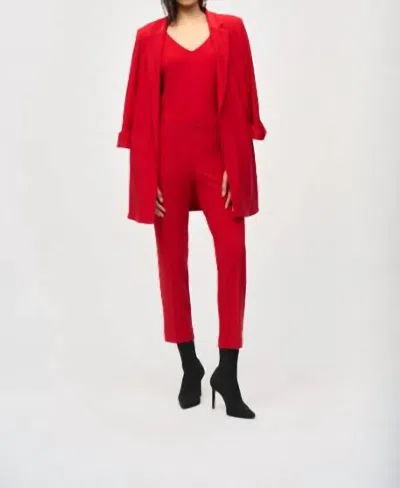 Joseph Ribkoff Mid Length Open Front Blazer In Lipstick Red In Red
