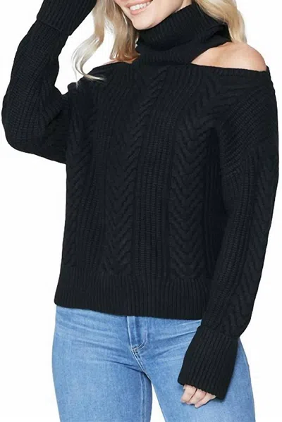 Paige Lorilee Cold Shoulder Turtleneck Wool Sweater In Black In Black
