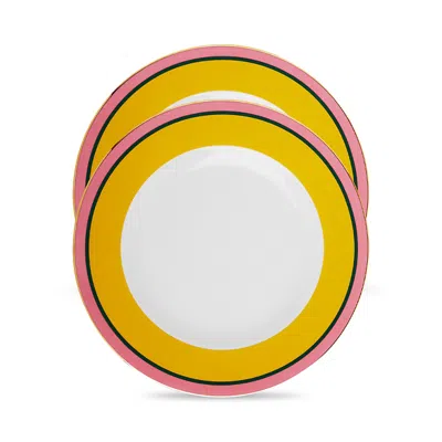 La Doublej Painted Trim Dinner Plates, Set Of 2 In Orange