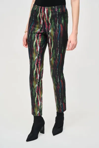 Joseph Ribkoff Abstract Print Classic Pant In Black Multi In Green