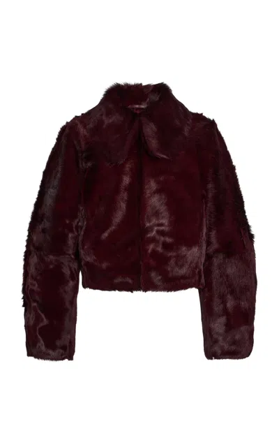 By Malene Birger Rowani Pony Hair Leather Jacket In Burgundy
