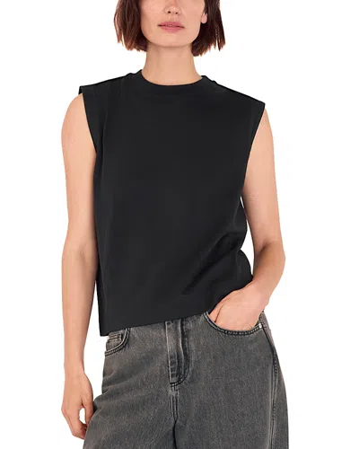 Whistles Womens Black Plisse Round-neck Sleeveless Stretch-woven Top In Black