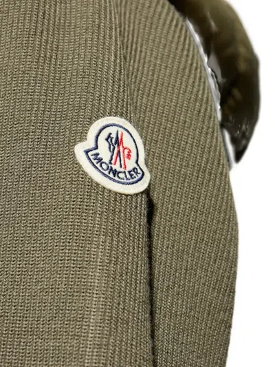 Moncler Mens Olive Hybrid Tricot Hooded Wool Knit Cardigan In Green
