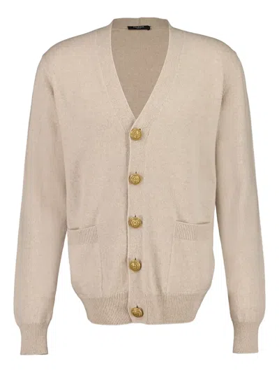 Balmain Beige Eco-cashmere Cardigan In Neutral