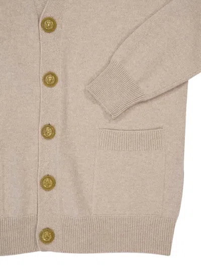 Balmain Beige Eco-cashmere Cardigan In Neutral