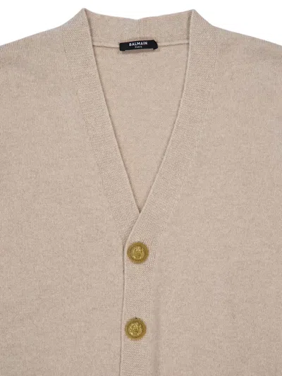 Balmain Beige Eco-cashmere Cardigan In Neutral