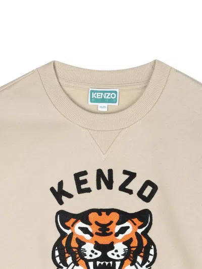 Kenzo Tiger-embroidered Crewneck Sweatshirt In Neutral