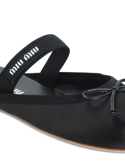 Miu Miu Leather Mary Jane Ballerina Mules In Black