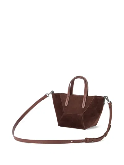 Brunello Cucinelli Women Brown Crossbody Bag With Adjustable And Removable Shoulder Strap In Suede W In Burgundy