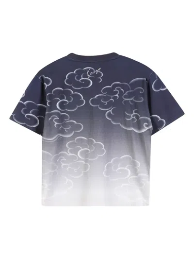 Kenzo Tiger-print Cloud-pattern T-shirt In Blue