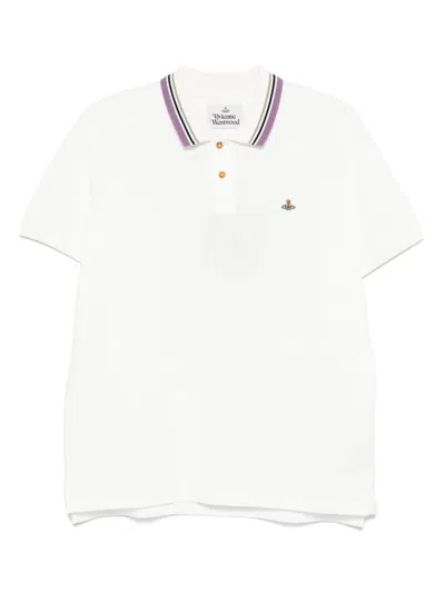 Vivienne Westwood Ribbed Collar Short Sleeves T-shirt In White