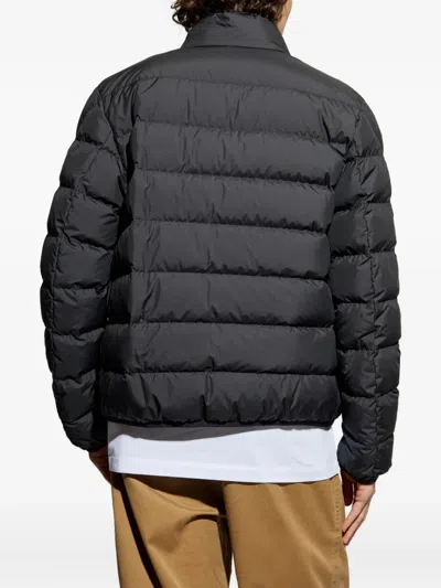 Moncler Quilted Down Jacket With High Collar And Logo Patch