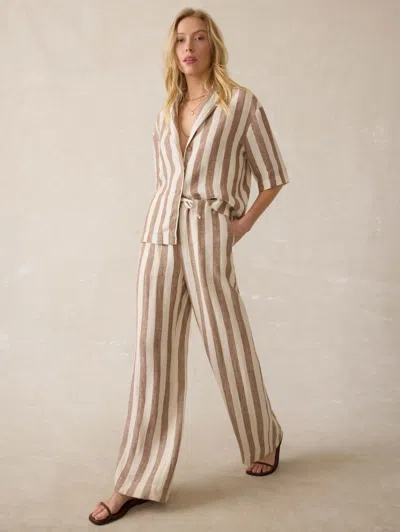 Faherty Palma Linen Drawstring Pants Cocoa Beach Stripe In Neutral