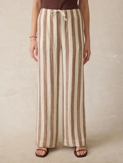 Faherty Palma Linen Drawstring Pants Cocoa Beach Stripe In Neutral