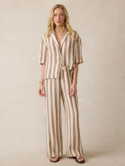 Faherty Palma Linen Drawstring Pants Cocoa Beach Stripe In Neutral
