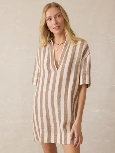 Faherty Palma Dara Stripe Mini Shirtdress In Neutral