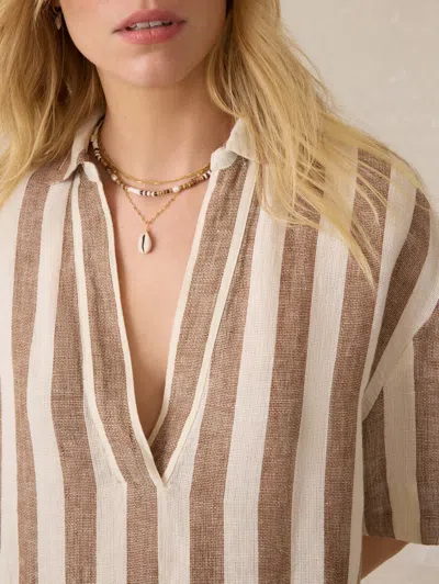 Faherty Palma Dara Stripe Mini Shirtdress In Neutral