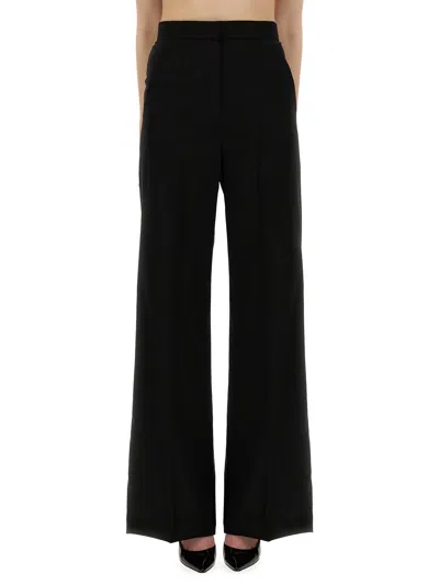 Max Mara Wide-leg Black Trousers In Compact Cady In Black