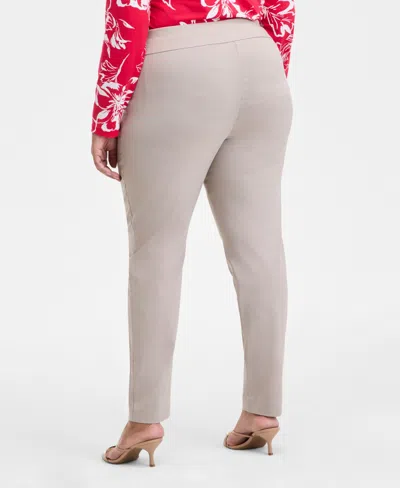 Inc International Concepts Plus Size Bengaline Skinny Pants, Created For Macy's In Gray