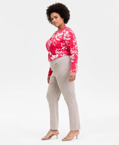 Inc International Concepts Plus Size Bengaline Skinny Pants, Created For Macy's In Gray