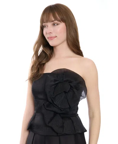 Muse Flower Organza Bustier In Black